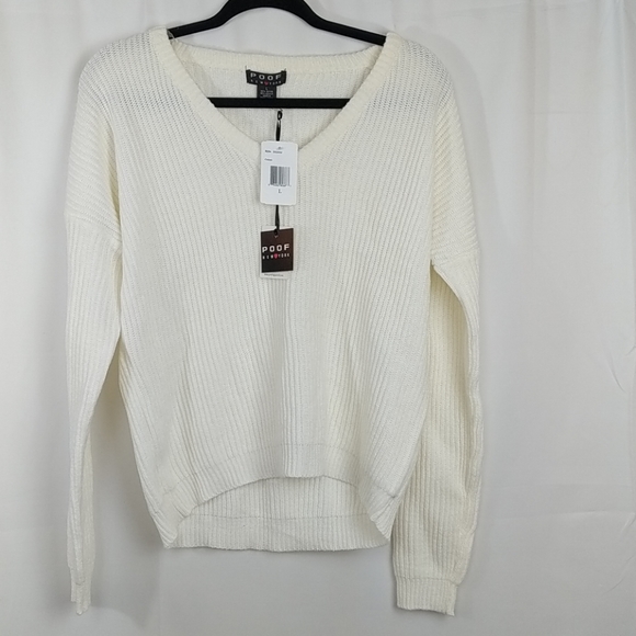 Poof! Sweaters - White Women's Sweater | Sz L